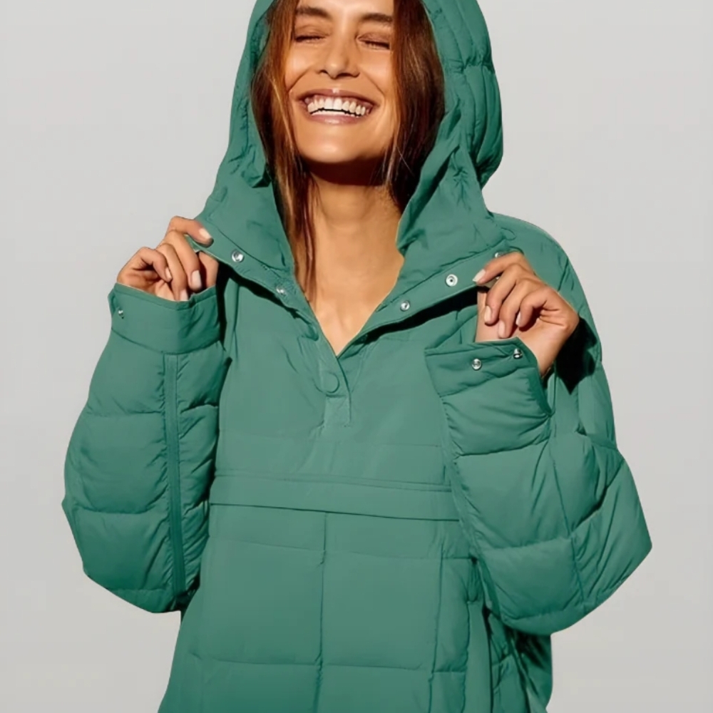 Women's Green Hooded Puffer Jacket